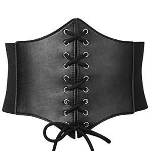 Black Elastic Corset Waist Belt for Retro Dresses