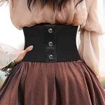 Black Elastic Corset Waist Belt for Retro Dresses