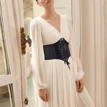 Black Elastic Corset Waist Belt for Retro Dresses
