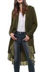 Ruffled Asymmetric Velvet Blazers Coat, Army Green