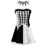 Deluxe Harlequin Burlesque Black White Sexy Clown Costume