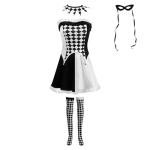 Deluxe Harlequin Burlesque Black White Sexy Clown Costume