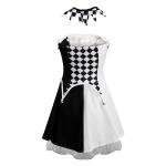 Deluxe Harlequin Burlesque Black White Sexy Clown Costume