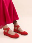 Red Ankle Strap Flats - Women's Size 8