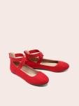Red Ankle Strap Flats - Women's Size 8