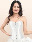 Vintage White Satin Waist Cincher Bustier
