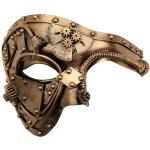 Gold Steampunk Metal Cyborg Venetian Mask for Costume Ball