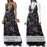 Gothic Floral Maxi Dress for Women