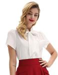 Ivory Retro Blouses for Plus Size Ladies