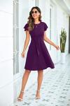 Vintage Tea Dress with Ruffle Sleeve - Purple