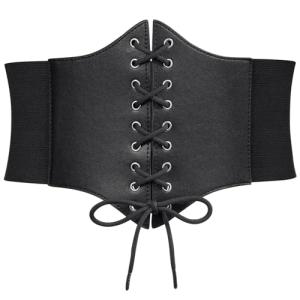 Vintage Lace-up Women's Corset Waist Belt, Black