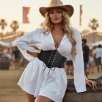 Vintage Lace-up Women's Corset Waist Belt, Black