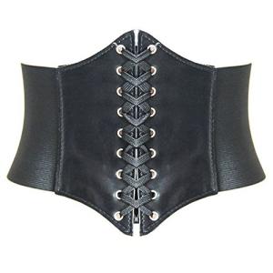 Vintage Lace-Up Waspie Corset Belt Retro Elasticized Wide