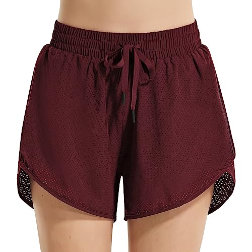 BALEAF Women's 3" Swim Board Shorts Red Wine M