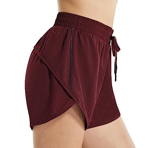 BALEAF Women's 3" Swim Board Shorts Red Wine M
