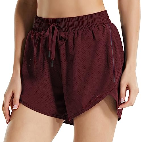 BALEAF Women's 3" Swim Board Shorts Red Wine M