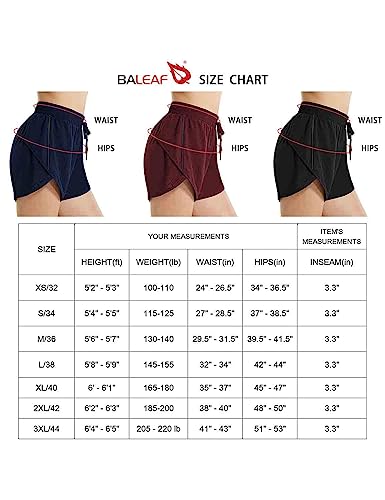 BALEAF Women's 3" Swim Board Shorts Red Wine M