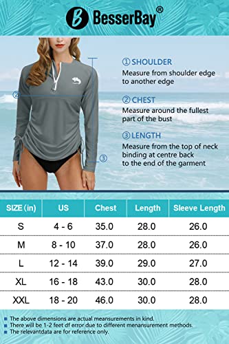 Grey Womens Long Sleeve UPF 50+ Rash Guard Shirt