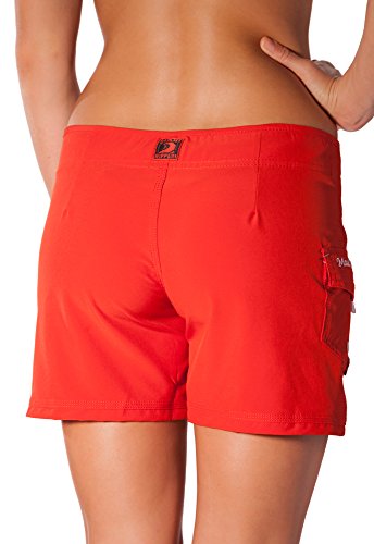 Maui Rippers Women's Red 4-Way Stretch Swim Shorts