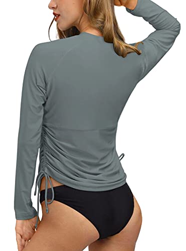 Grey Womens Long Sleeve UPF 50+ Rash Guard Shirt