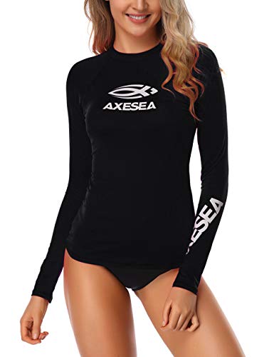 AXESEA Women's Active Top: Long Sleeve Rashguard, Black