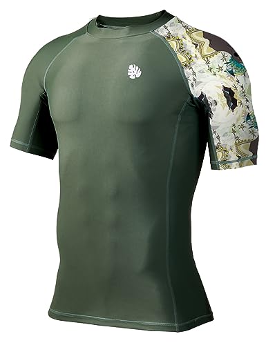 ADOREISM Men's Quick-Dry UPF 50+ Sun Protection Short Sleeve Rash Guard(Aborigines,S)