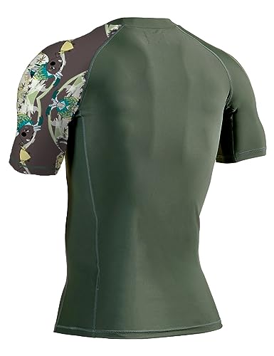 ADOREISM Men's Quick-Dry UPF 50+ Sun Protection Short Sleeve Rash Guard(Aborigines,S)