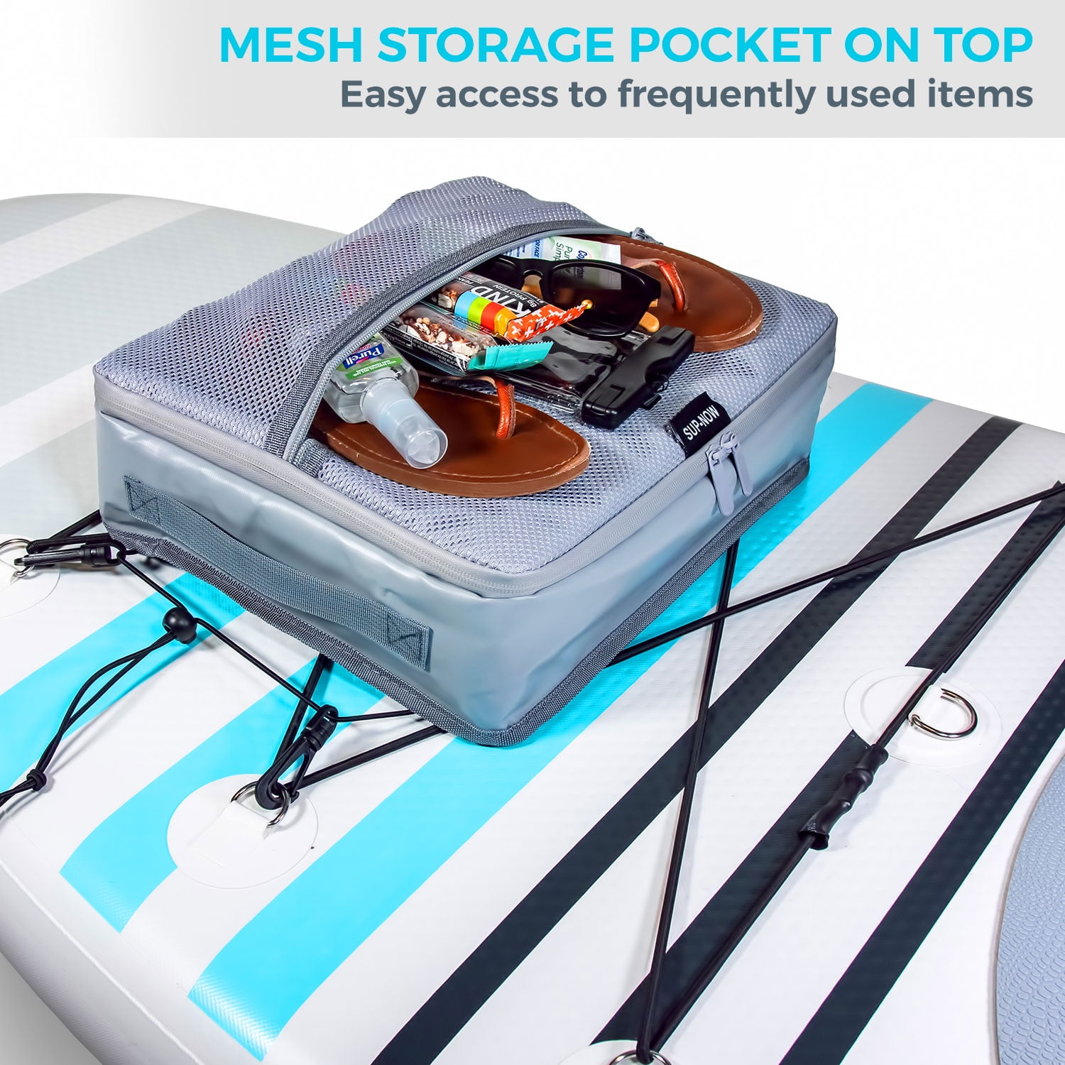 Gray Mesh Top Paddleboard Deck Bag