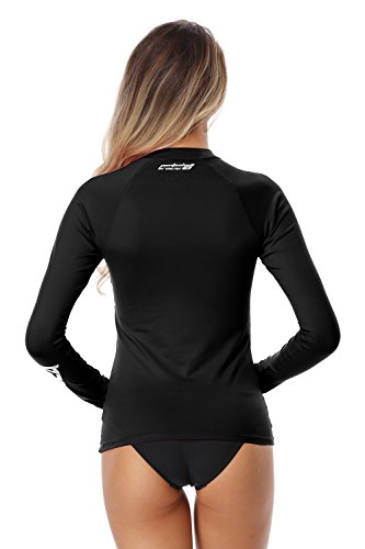 AXESEA Women's Active Top: Long Sleeve Rashguard, Black