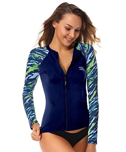 AXESEA Women's Long Sleeve Rash Guard Bathing Suit