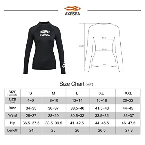 AXESEA Women's Active Top: Long Sleeve Rashguard, Black