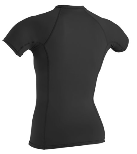 O'Neill Basic Skins UPF 50+ Women's Short Sleeve Rash Guard - Black (Medium)