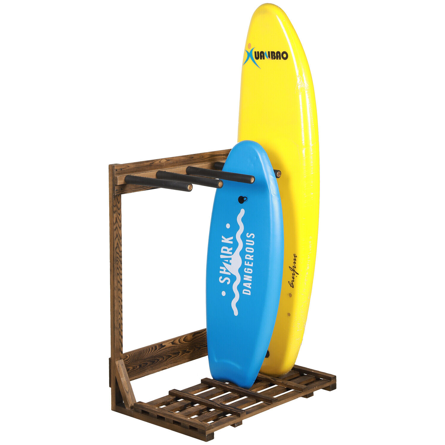 Burnt Wood Vertical 4-Ft Surfboard Paddleboard Rack (up to 4 Boards)