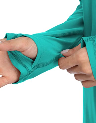 ATTRACO Rash Guard Women Long Sleeve Swim Top UV Sun Protection Swim Shirts Aqua L