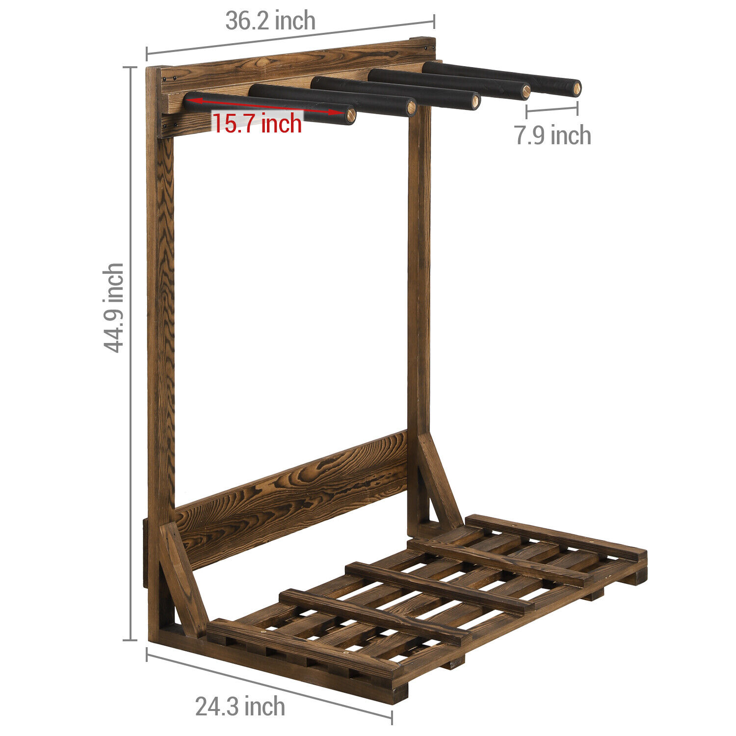 Burnt Wood Vertical 4-Ft Surfboard Paddleboard Rack (up to 4 Boards)