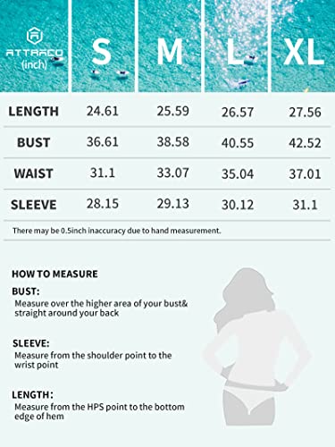 ATTRACO Rash Guard Women Long Sleeve Swim Top UV Sun Protection Swim Shirts Aqua L