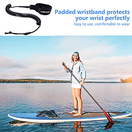AQUARM 11ft Coiled SUP Board Leash, Ankle Strap