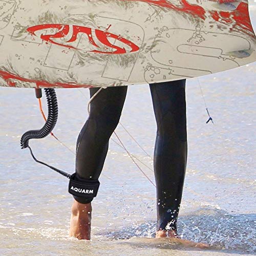 AQUARM 11ft Coiled SUP Board Leash, Ankle Strap
