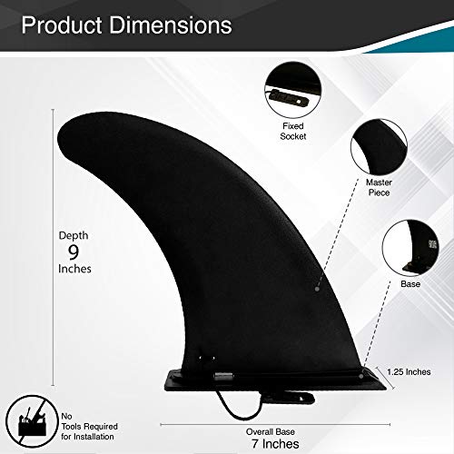 Easy Install Aqua 9" Surfboard Fin - Beginner-friendly Stability