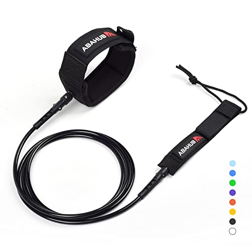 Abahub Premium Surfboard Leash - Straight 6ft Black