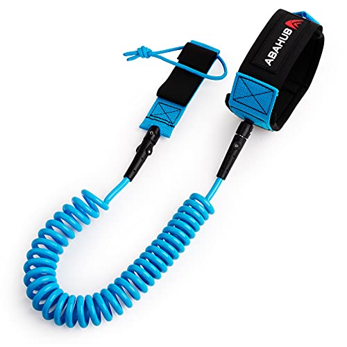 Abahub Premium 10ft Blue Coiled SUP Leash