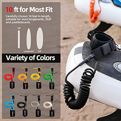 Abahub Premium 10ft Blue Coiled SUP Leash