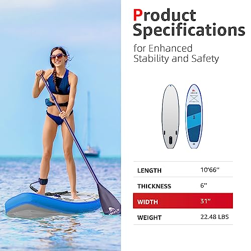 Abahub Inflatable SUP - 10'6" Wide iSUP Paddleboard