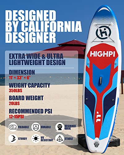 11'x33''x6'' Inflatable Paddle Board for Adults & Youth