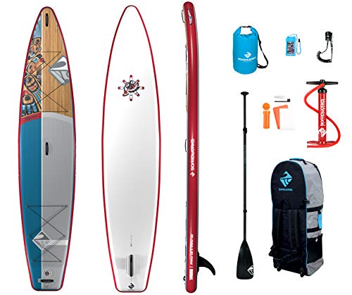12' 6" Boardworks SHUBU Raven Paddleboard | Red/Grey/White/Wood