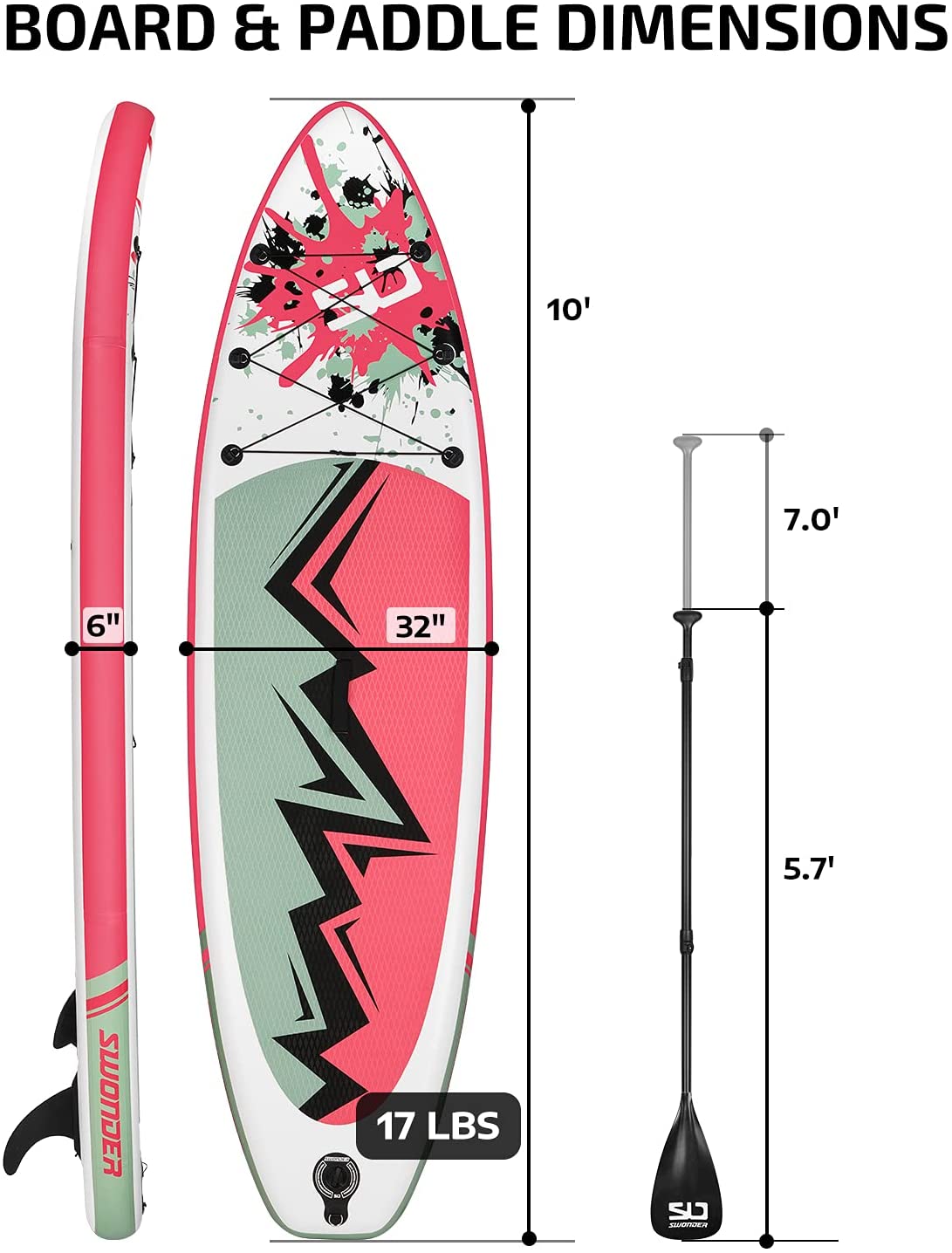 Swonder Inflatable SUP Board with Premium Accessories