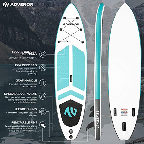 ADVENOR 11'x33 x6 Extra Wide Inflatable Paddleboard Kit