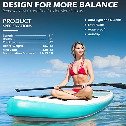 ADVENOR 11'x33 x6 Extra Wide Inflatable Paddleboard Kit