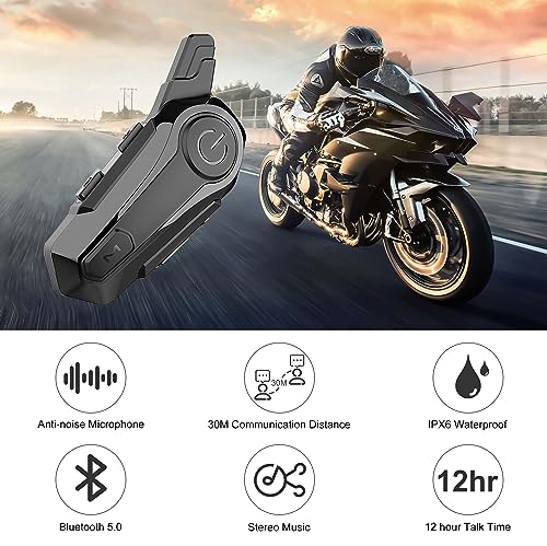 Soffria Bluetooth Motorcycle Helmet Intercom + Stereo Music