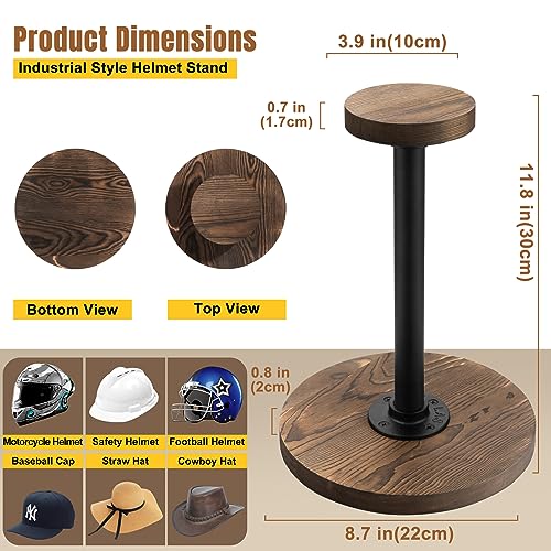 Rustic Burnt Wood Motorcycle Helmet Stand